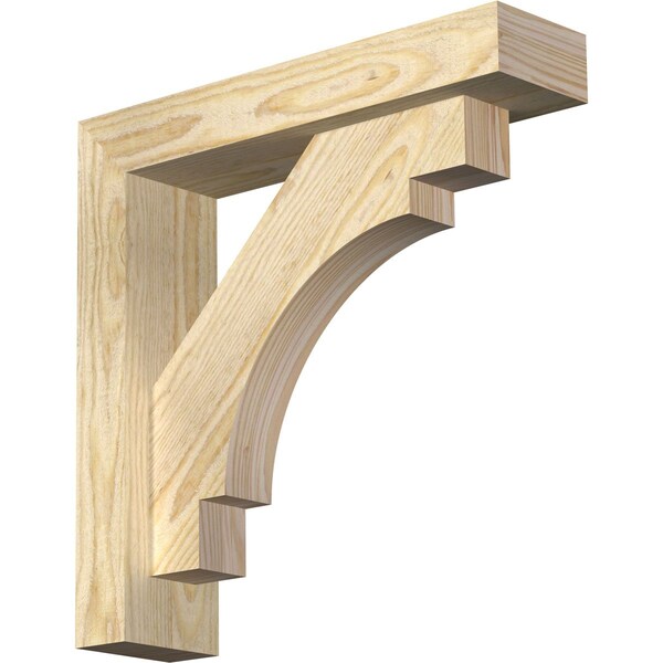 Ekena Millwork Merced Block Rough Sawn Bracket w/ Offset Brace, Douglas Fir, 4"W x 16"D x 16"H BKT0402X16X16MRC05RDF - main